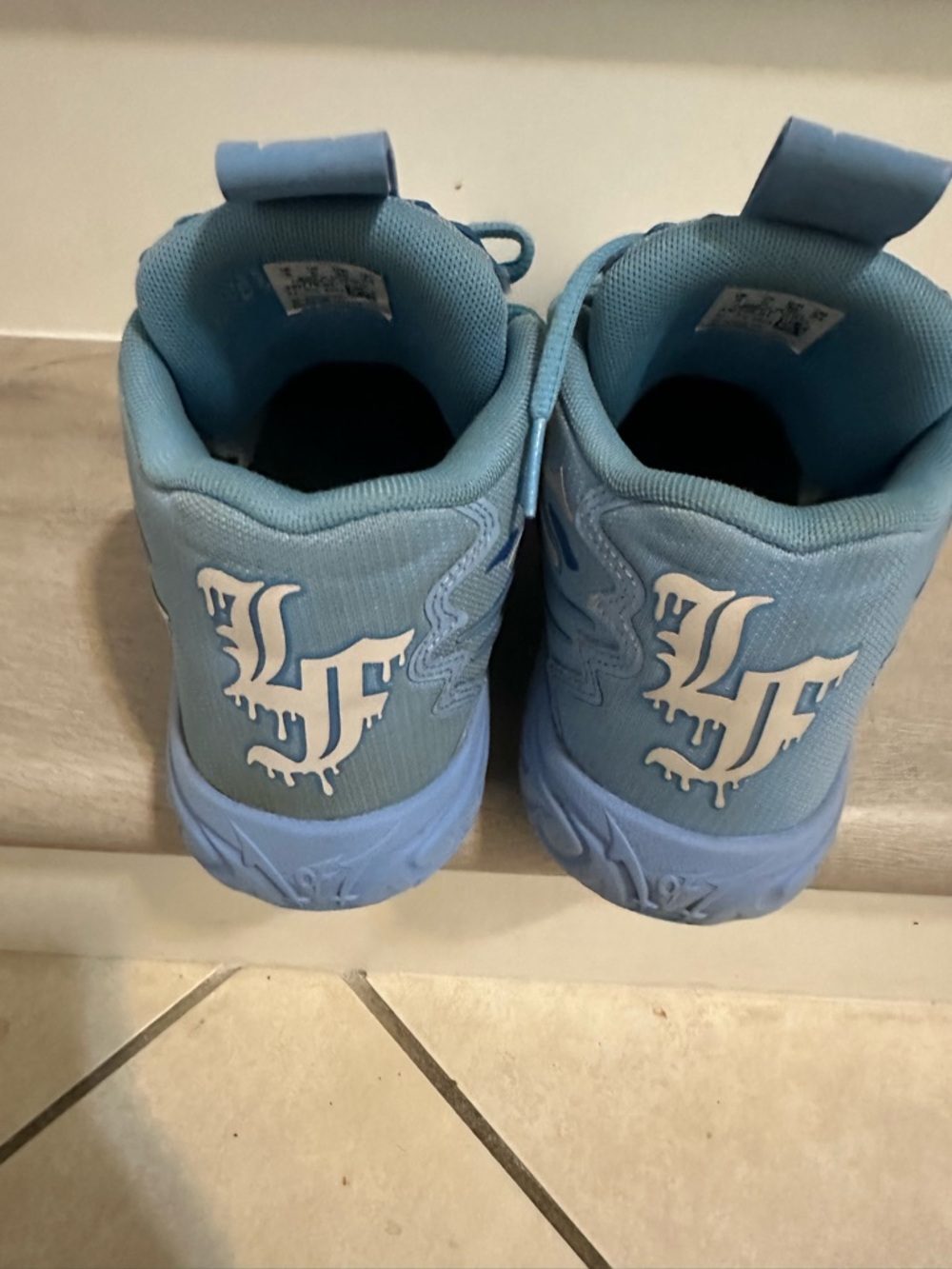 Puma Kids Light Blue and White Graphic Lace-Up Sneakers - Picture 3 of 5